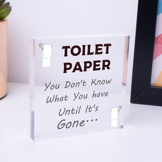 Toilet Paper Gone Funny Bathroom Toilet Friend Hanging Plaque Home Gift Sign