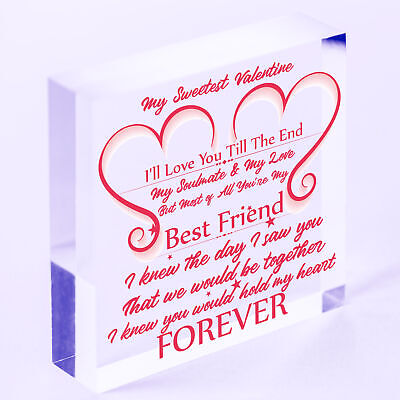 Valentines Day Gift For Boyfriend Girlfriend Husband Wife Wood Heart Plaque Gift