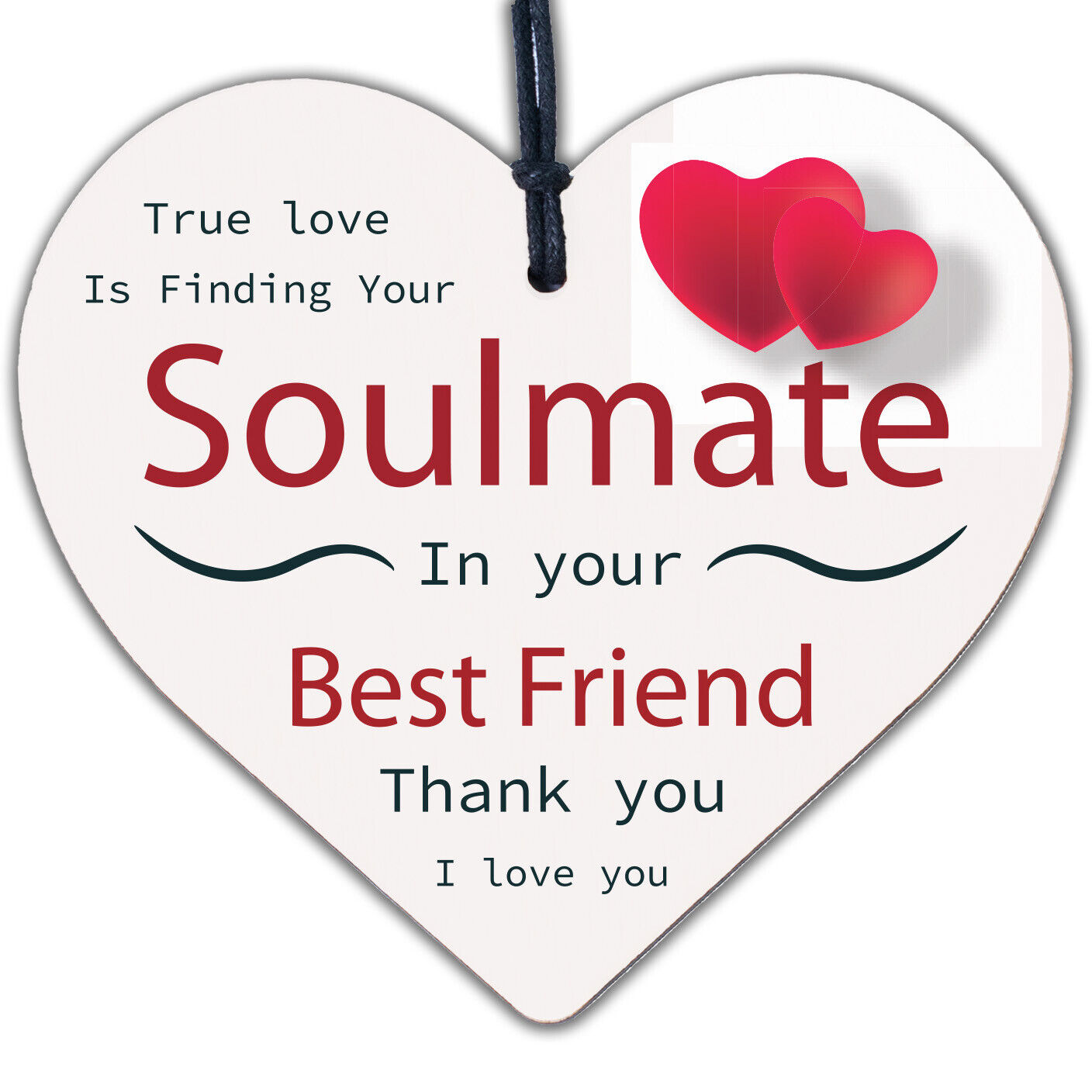 SOULMATE Gift Wooden Heart Best Friend Plaques Anniversary Valentines Day Gifts