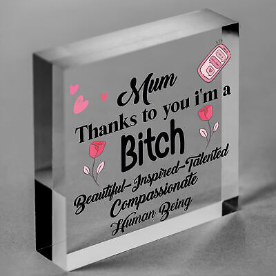 Mum Thanks To You I'm A Bitch Hanging Signs Mothers Day Plaques Gift Funny Cards