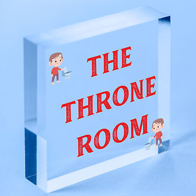 The Throne Room Novelty Wooden Hanging Plaque Funny Restroom Bathroom Door Sign