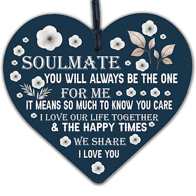 Soulmate Gifts Wood Heart Valentines Day Gift Anniversary Soulmate Birthday Xmas