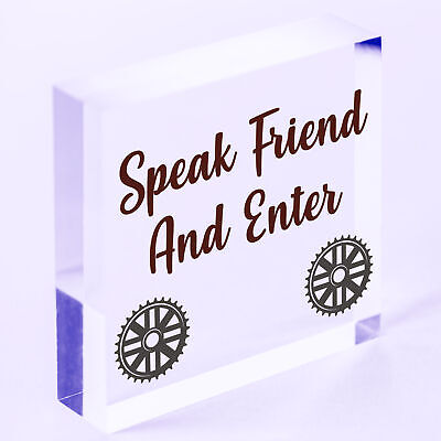 Speak Friend & Enter MAN CAVE GIFT Shed Door Hanging Plaque Dad Pub Bar Sign