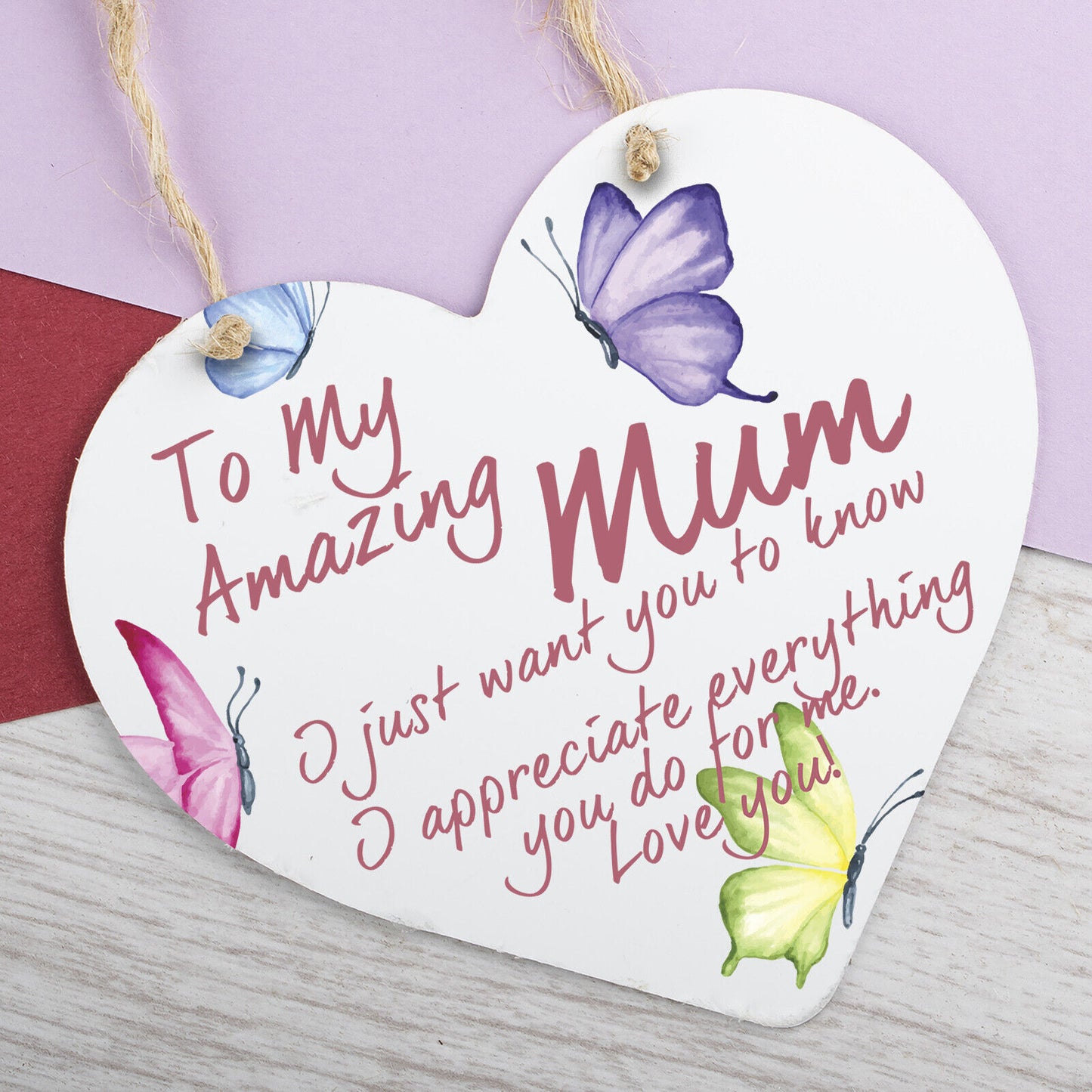 I Love You Mum Gifts Hanging Sign For Birthday Mothers Day Plaque Heart