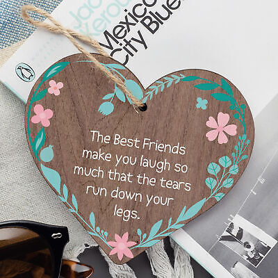 Funny BEST FRIEND Gifts Shabby Chic Wood Heart Friendship Thank You Gift Plaque
