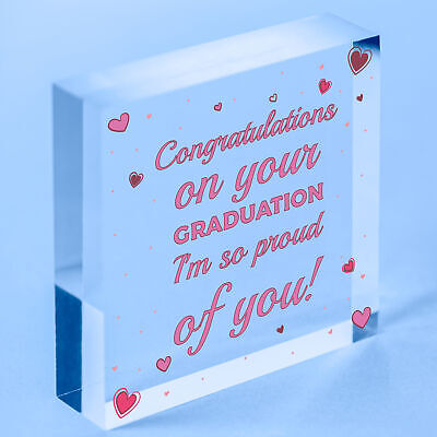 Graduation Congratulations Graduate Degree Wooden Heart Keepsake Gift Plaque