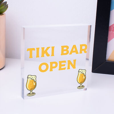 Tiki Bar Open Hanging Bar Plaque Beer Cocktail Beach Decoration Sign Friend GIFT
