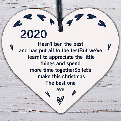 Engraved Christmas Bauble Tree Decoration Lockdown Gift Heart Family Gift