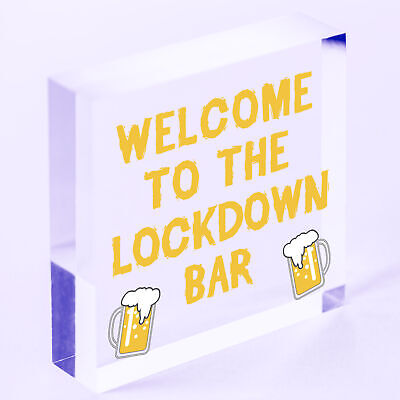 The LOCKDOWN Bar Funny Quarantine Plaques Novelty Home Bar Sign Man Cave