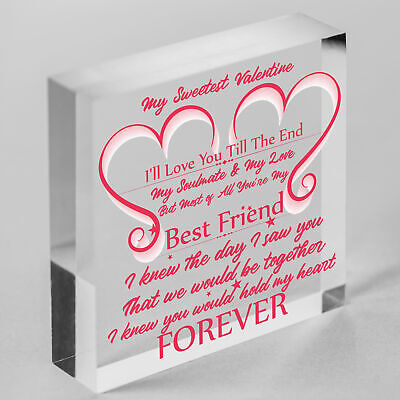 Valentines Day Gift For Boyfriend Girlfriend Husband Wife Wood Heart Plaque Gift