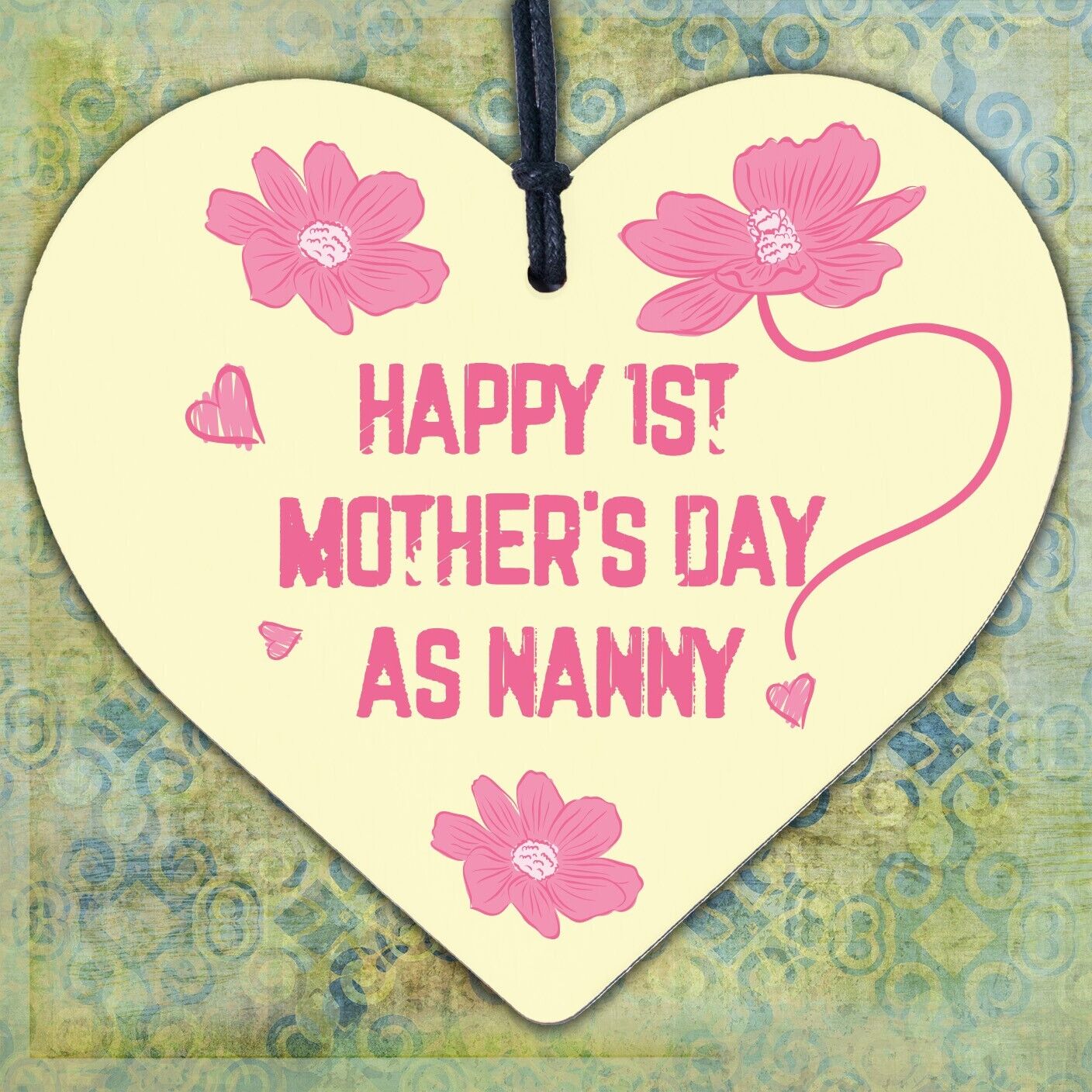 First Mothers Day Gift 1st Mothers Day Cards Wooden Heart Nanny Gift Nan Gifts