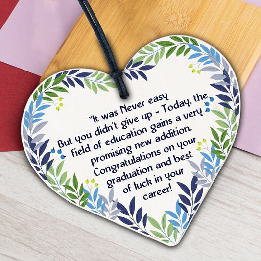 Graduation Gifts Congratulations Wood Heart Plaque Leaving Uni Son Daughter Gift