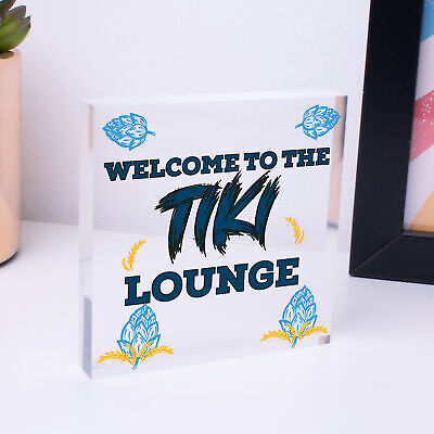 The Tiki Lounge Novelty Home Bar Sign Hanging Garden Bar Decor Tropical Signs