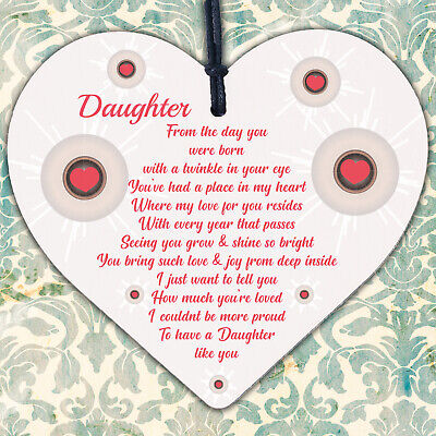 Daughter Gifts From Mum Dad Wood Heart Plaque Birthday Christmas Thank You Gift