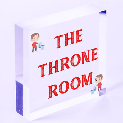 The Throne Room Novelty Wooden Hanging Plaque Funny Restroom Bathroom Door Sign