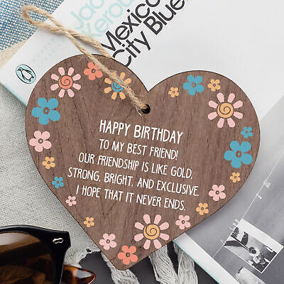 Birthday Best Friend Gift Wooden Heart Friendship Sign Thank You Keepsake Gift