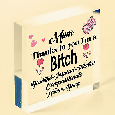 Mum Thanks To You I'm A Bitch Hanging Signs Mothers Day Plaques Gift Funny Cards