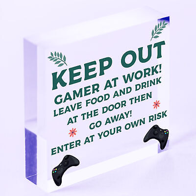 Funny Sign Keep Out Gamer At Work Man Cave Door Wall Plaque Dad Gifts For Men