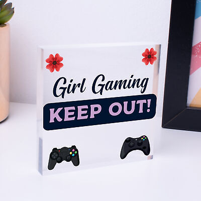 Pink Gaming Sign Girls Bedroom Sign KEEP OUT Gamer Gift