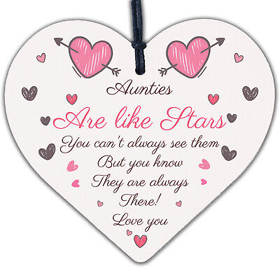 Sister Auntie Aunt Aunty Wood Heart Plaque Sign Birthday Thank You Keepsake Gift