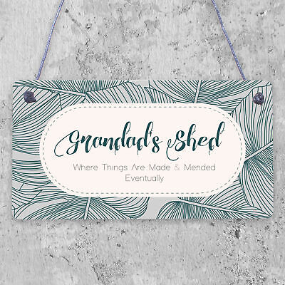 Grandads Shed Wooden Hanging Plaque Novelty Workshop Garage Tool Shed Gift Sign