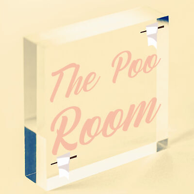 The Poo Room Shabby Chic Bathroom Toilet Loo Plaque Funny Novelty Door Sign