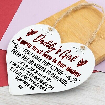 Daddys Girl Fathers Day Gift Wooden Heart Gifts For Dad From Daughter Daddy Gift