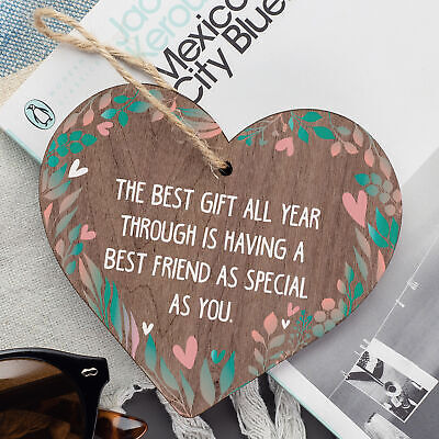 Best Friend Sister Friendship Plaque Thank You Gift Wooden Heart Keepsake Gifts