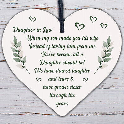 Daughter In Law Birthday Christmas GIFTS Wooden Heart Plaque Mum Daughter Son