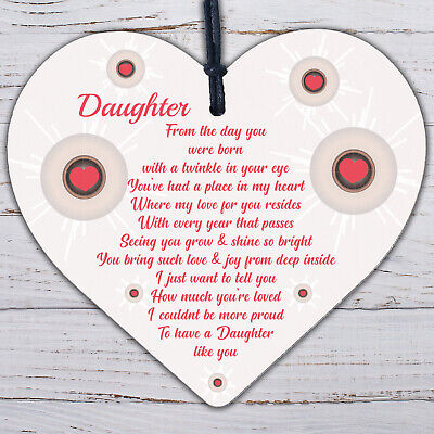 Daughter Gifts From Mum Dad Wood Heart Plaque Birthday Christmas Thank You Gift