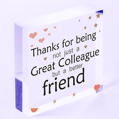 Work Colleagues Friendship Friend Heart Sign Plaque Office Thank You Gift