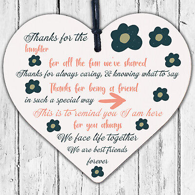 Best Friend Friendship Sign Wooden Hanging Heart Plaque Birthday Gift For Friend