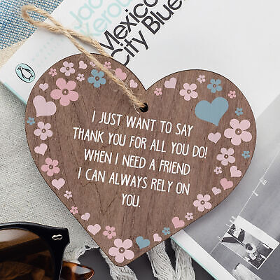 Best Friend Friendship Thank You Love Gifts Wooden Hanging Heart Sign Plaque