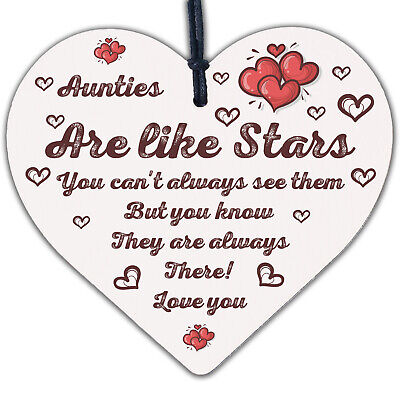 Sister Auntie Aunt Aunty Wood Heart Plaque Sign Birthday Thank You Keepsake Gift