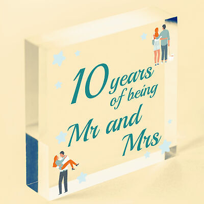 10 Year Anniversary Gift Wooden Heart Sign Mr And Mrs 10th Anniversary Plaque