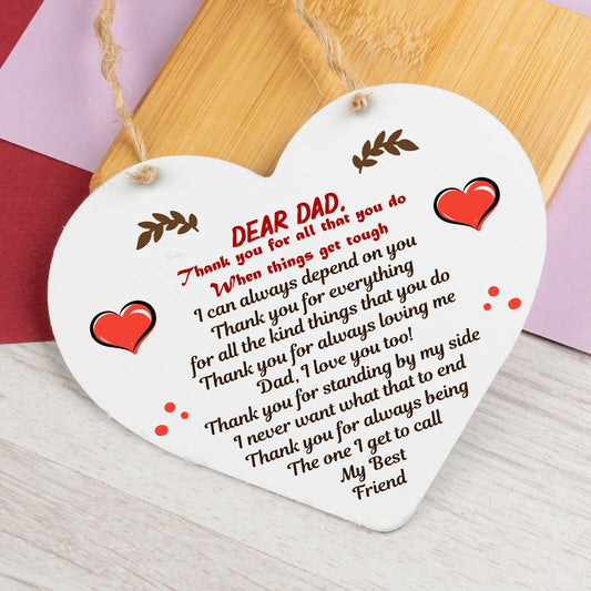Dad Gift For Birthday Fathers Day Wood Heart Thank You Gift For Him Keepsake