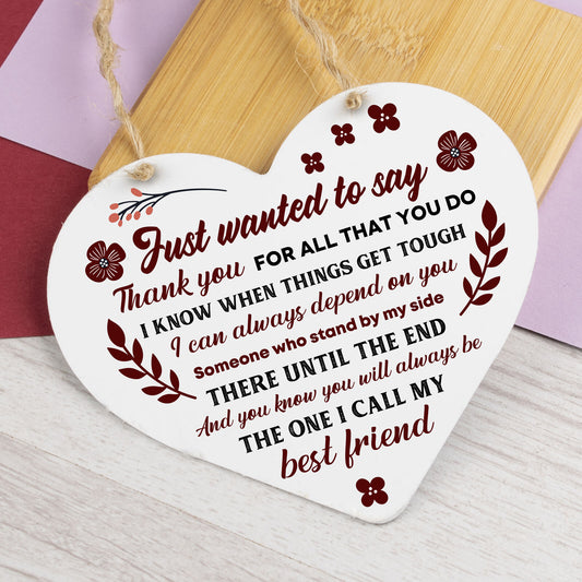 Thank You Best FRIEND Brother Gift Heart Christmas Friendship Gift Birthday Sign