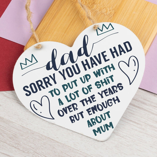 Funny Fathers Day Gift Idea Novelty Wooden Heart Gift For Him Dad Gifts Present
