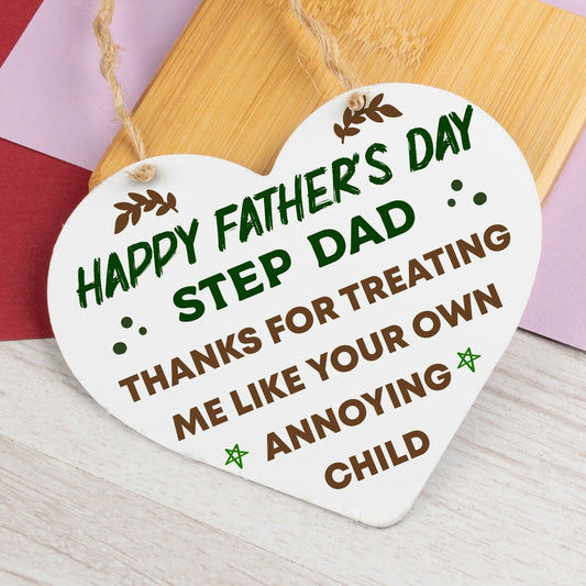 Fathers Day Gift Engraved Plaque Step-Dad Birthday Thank You Heart Present