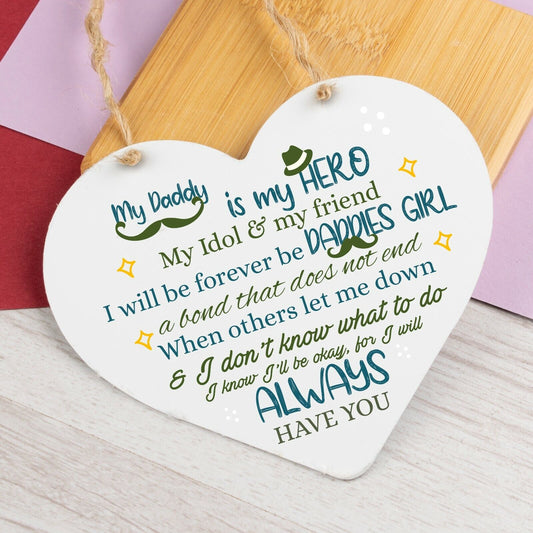 Gifts For Daddy Wooden Heart FATHERS DAY Gift For Him Daughter Son Thank You