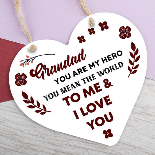 Novelty Fathers Day Gift Superhero Theme Wood Heart Dad Gift From Daughter Son