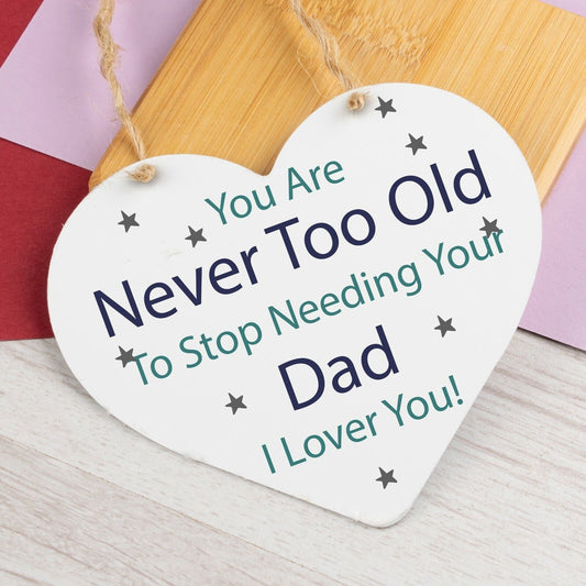 Gifts For Dad Wooden Heart FATHERS DAY Birthday Gift For Him Daughter Thank You