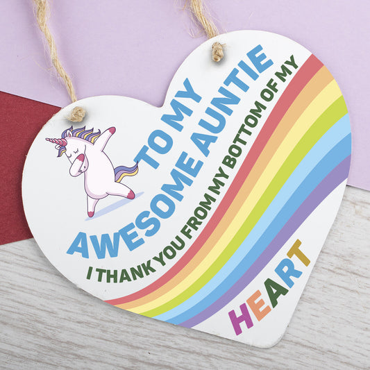 Auntie Hanging Sign Gifts For Birthday Christmas Heart Plaque