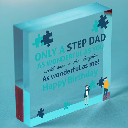Stepdad Gifts Dad Birthday Gift Thank You Wood Heart Sign Son Kids Gift For Him Free-Standing Block