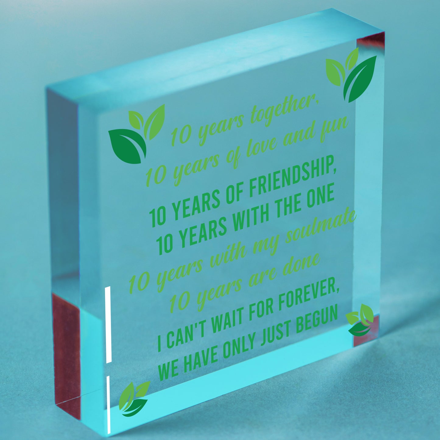 10 Year Anniversary Gift Boyfriend Girlfriend Him Her 10 Year Anniversary Plaque Free-Standing Block