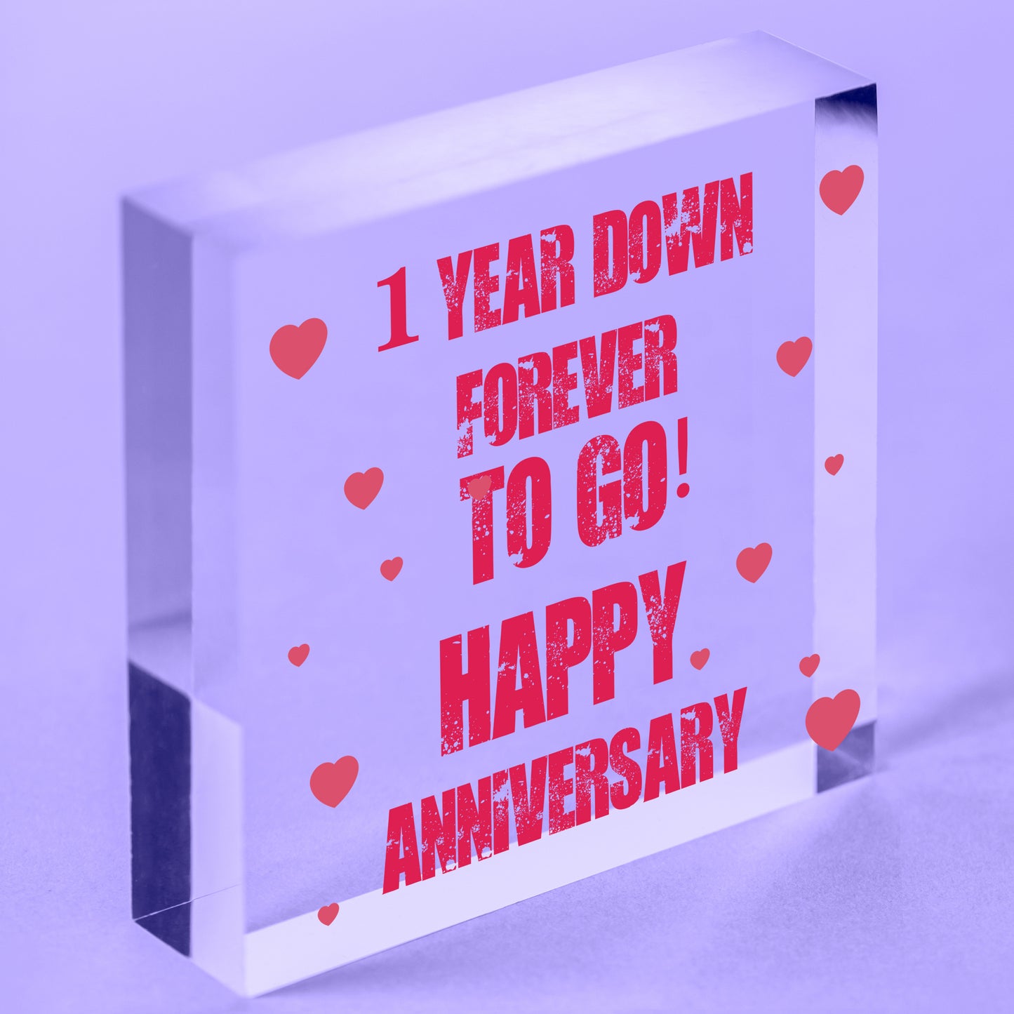 1 Year Down Forever To Go Funny 1st Anniversary Gift For Boyfriend or Girlfriend Free-Standing Block