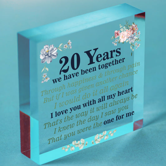 Anniversary 20th Wedding Anniversary Engagement Wood Heart Plaque Gift Keepsake Free-Standing Block
