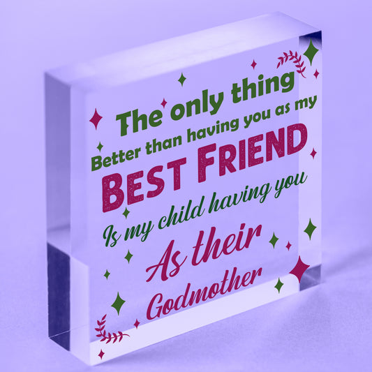 Best Friend Godmother Gifts Wooden Heart Plaque Thank You Friendship Keepsake Free-Standing Block