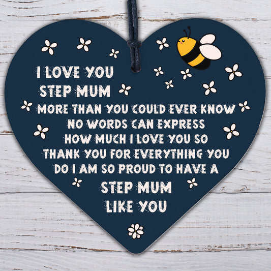 Mum Gifts Stepmum Present Heart Keepsake Plaque Birthday Christmas Mothers Day