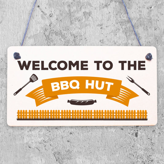 BBQ Hut Garden Sign Summer House Bar Man Cave Shed Plaque Friendship Gift